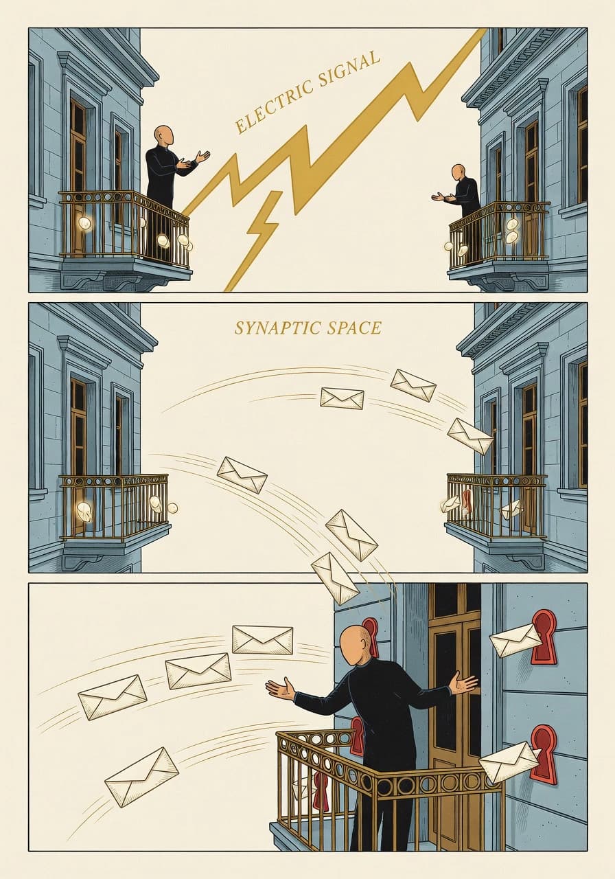 Sinapsis como balcones lanzando cartas
