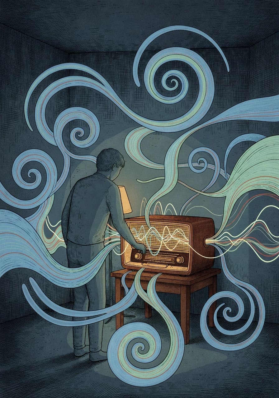 Radio mental con remolinos de pensamientos